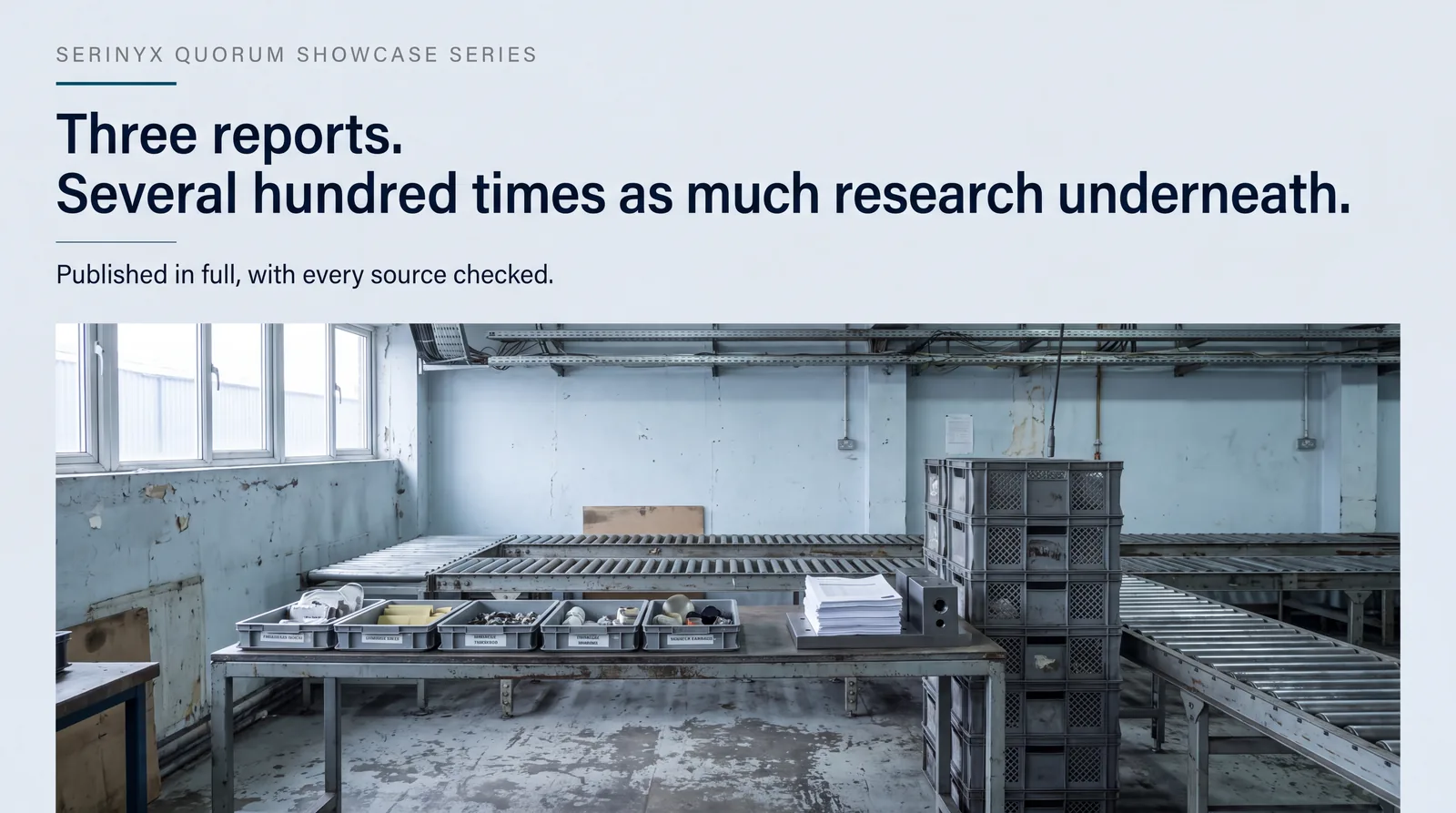 Lead image: a working environment where evidence is produced rather than announced